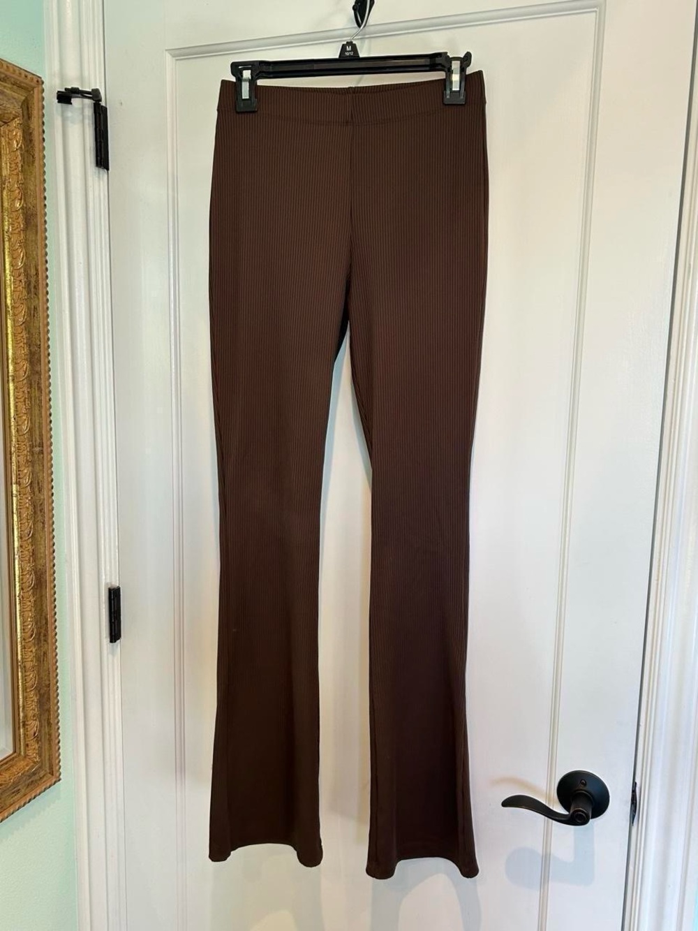 Women's Brown Flared Ribbed Pants